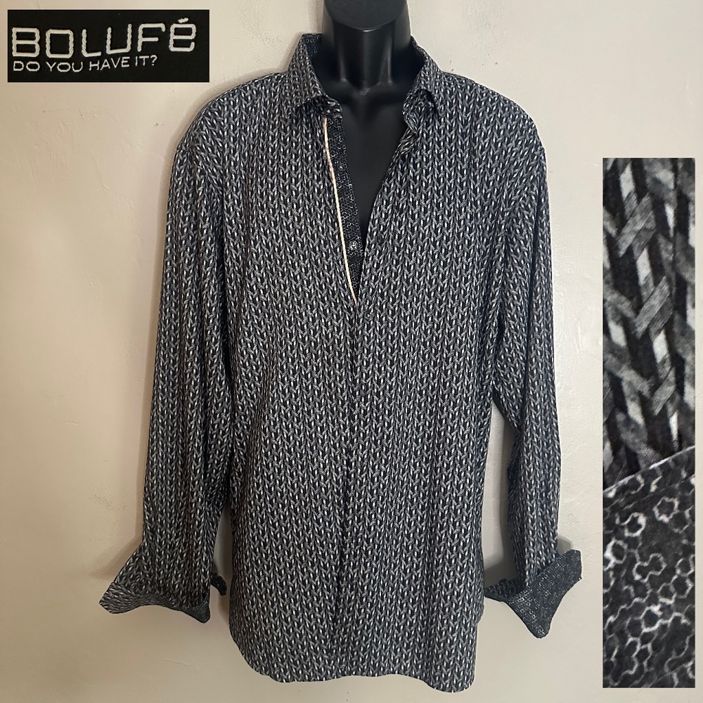 Bolufe Stretch Contrast Long Sleeve Shirt XXL Gently worn Poly blend stretch